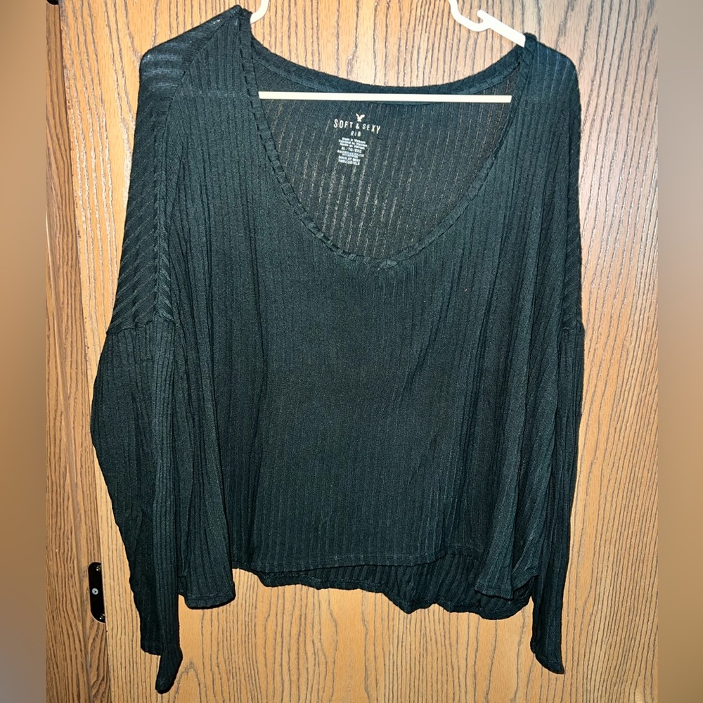 Women’s AE Soft & Sexy Ribbed Long sleeve Cropped Shirt